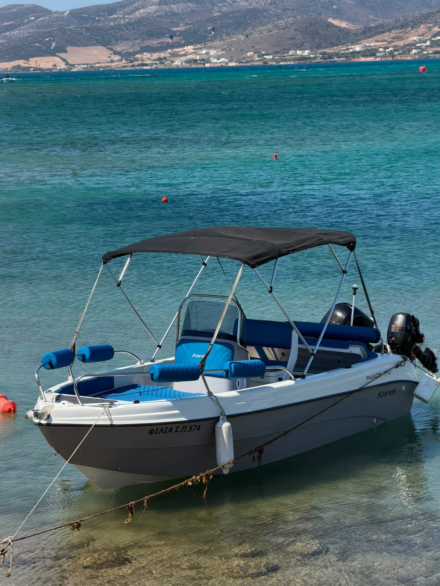 Filia — Karel Paxos 500 — boat rental no license required in Paros, Pounta port
